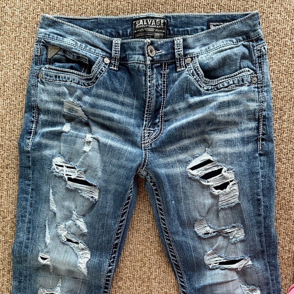 Salvage Blue Classic Straight Jeans - Picture 5 of 7